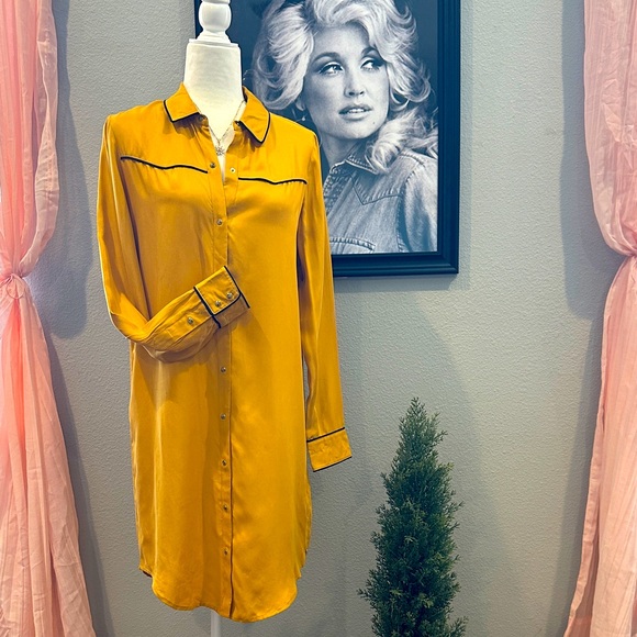 Scotch & Soda Mustard Long Sleeve Shirt Dress - Picture 1 of 6